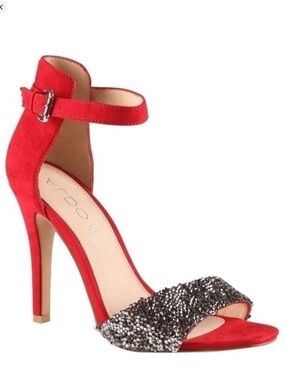 ALDO Ruby Red “Dosh” Suede + Sequin High Heel Sandal